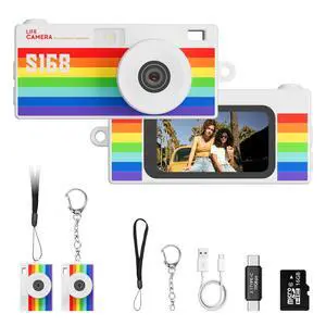 Mini Keychain Digital Camera, Y2K Retro Pocket Camera with 1.47 Inch Screen, 1440P Video, 2MP Photos, 16GB Card, Flash, Type C, Tiny Vintage Camcorder for Kids Teens Travel Vlog (Rainbow) Mini Keychain Digital Camera, Y2K Retro Pocket Camera with 1.47 Inch Screen, 1440P Video, 2MP Photos, 16GB Card, Flash, Type C, Tiny Vintage Camcorder for Kids Teens Travel Vlog (Rainbow)
