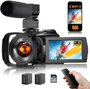 5K Video Camera Camcorder 8X Opitical Zoom Live Streaming Cameras 64MP Vlogging Camera for YouTube with Full-Color Night Vision, WiFi 3.6'' 270° IPS Touchscreen 32GB Card Autofocus Video Recorder 5K Video Camera Camcorder 8X Opitical Zoom Live Streaming Cameras 64MP Vlogging Camera for YouTube with Full-Color Night Vision, WiFi 3.6'' 270° IPS Touchscreen 32GB Card Autofocus Video Recorder