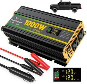 1000W Power Inverter 12V to 110V for Vehicles/Truck/Car/Laptop, 1000 Watt Car Power Inverter with Cigarette Lighter/LED Display/100A Battery Cables/2 AC Outlets/2 USB Port, Surge 2000W Car Inverter 1000W Power Inverter 12V to 110V for Vehicles/Truck/Car/Laptop, 1000 Watt Car Power Inverter with Cigarette Lighter/LED Display/100A Battery Cables/2 AC Outlets/2 USB Port, Surge 2000W Car Inverter