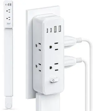 Outlet Extender Stick, 360° Rotating Wall Outlet Expander with 22-35" Extendable Base, 10-in-1 Power Strip Stick with 6 AC Outlets, 4 USB Ports (2 USB-C), Flat Plug for Behind Couch, Home, Office Outlet Extender Stick, 360° Rotating Wall Outlet Expander with 22-35" Extendable Base, 10-in-1 Power Strip Stick with 6 AC Outlets, 4 USB Ports (2 USB-C), Flat Plug for Behind Couch, Home, Office