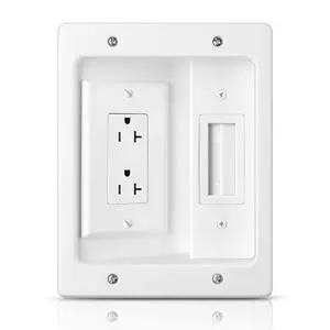 Wall Cable Concealer Kit, in Wall Cable Management Kit for TV, Recessed Outlet with Cable Management Box, in Wall Power Kit Hides TV Cords and Cables, Fits All Plugs, White Wall Cable Concealer Kit, in Wall Cable Management Kit for TV, Recessed Outlet with Cable Management Box, in Wall Power Kit Hides TV Cords and Cables, Fits All Plugs, White