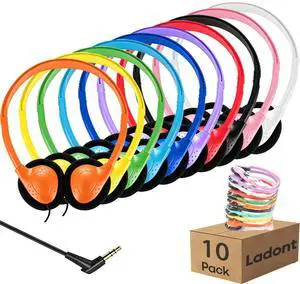 10 Pack Kids Headphones Bulk for School Classroom, Multi Color Wired Student Headsets, Adjustable On-Ear Earbuds for Chromebook Computer Lab Testing, 3.5mm Jack 10 Pack Kids Headphones Bulk for School Classroom, Multi Color Wired Student Headsets, Adjustable On-Ear Earbuds for Chromebook Computer Lab Testing, 3.5mm Jack