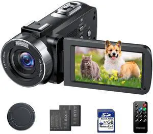 Camcorder Video Camera 4K, 42MP Digital Camera for Vlogging, 3" 270° Rotating Screen 18X Digital Zoom Video Recorder for YouTube Beginners with Remote Control, 2 Batteries, 32GB SD Card Camcorder Video Camera 4K, 42MP Digital Camera for Vlogging, 3" 270° Rotating Screen 18X Digital Zoom Video Recorder for YouTube Beginners with Remote Control, 2 Batteries, 32GB SD Card