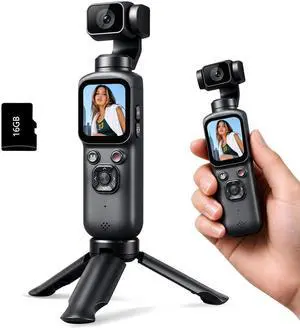 4K Vlogging Camera with 330° Gimbal Lens & 75MP Photo, WiFi Pocket Camera | Compact Vlog Camera for Beginners, 330 Degree Rotating Lens, Content Creator Kit with Tripod & 16GB Card 4K Vlogging Camera with 330° Gimbal Lens & 75MP Photo, WiFi Pocket Camera | Compact Vlog Camera for Beginners, 330 Degree Rotating Lens, Content Creator Kit with Tripod & 16GB Card