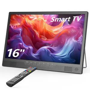 16" Small Smart TV, LCD Small Kitchen TV with WiFi | Bulit-in 180°Adjustable Stand/ATSC Tuner/HDMI/USB/AV for Camping, Bedroom, RV, Patio, Indoor & Outdoor Use 16" Small Smart TV, LCD Small Kitchen TV with WiFi | Bulit-in 180°Adjustable Stand/ATSC Tuner/HDMI/USB/AV for Camping, Bedroom, RV, Patio, Indoor & Outdoor Use