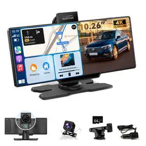 10.26" Wireless Carplay Screen for Car with 4K Dash Cam, Portable Apple Carplay & Android Auto Touchscreen with 1080p Backup Camera/Mirror Link/Voice Control/GPS/Bluetooth,for All Vehicles 10.26" Wireless Carplay Screen for Car with 4K Dash Cam, Portable Apple Carplay & Android Auto Touchscreen with 1080p Backup Camera/Mirror Link/Voice Control/GPS/Bluetooth,for All Vehicles