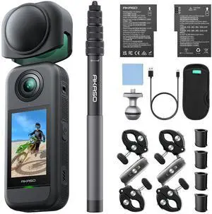 360 Action Camera Motorcycle Combo- 5.7K 360 Video with 1/2" 48MP Sensors, 72MP 360 Photo, 360-SuperSmooth, Invisible Selfie Stick, 360° Horizon Lock, AI Tracking 360 Action Camera Motorcycle Combo- 5.7K 360 Video with 1/2" 48MP Sensors, 72MP 360 Photo, 360-SuperSmooth, Invisible Selfie Stick, 360° Horizon Lock, AI Tracking