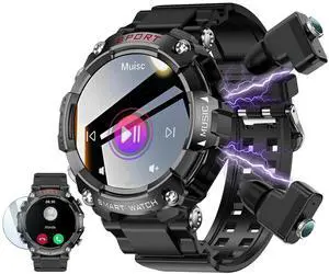 Smart Watch with Earbuds for Men, Smart Watches for Android Phones, Bluetooth Calling can Answer and Make Calls, Military Resistant Fitness, Sports Fitness Tracker with Step,Heart Rate Smart Watch with Earbuds for Men, Smart Watches for Android Phones, Bluetooth Calling can Answer and Make Calls, Military Resistant Fitness, Sports Fitness Tracker with Step,Heart Rate