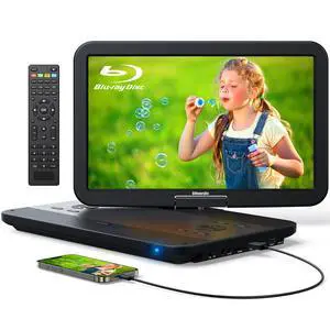 17.5" Portable Blu Ray DVD Player with 15.4" 1920X1080 HD Large Screen, 4000mAh Battery, Surround Audio Sound, Support HDMI in/Out, USB/SD Card Reader, MKV MP4 Playback, Sync TV 17.5" Portable Blu Ray DVD Player with 15.4" 1920X1080 HD Large Screen, 4000mAh Battery, Surround Audio Sound, Support HDMI in/Out, USB/SD Card Reader, MKV MP4 Playback, Sync TV