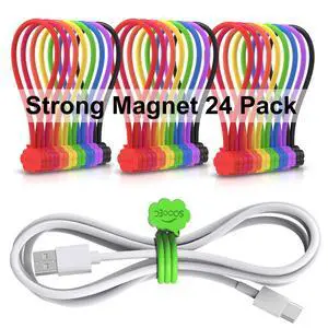 Magnetic Cable Ties 24 Pack, Cute Cloud 7.2" Silicone 8 Colors | Strong Magnet Hold / Embedded Safe Magnet / Easy Slide Open / Soft Flex Silicone / Multi Use / Smiling Cloud / Fridge Magnet Magnetic Cable Ties 24 Pack, Cute Cloud 7.2" Silicone 8 Colors | Strong Magnet Hold / Embedded Safe Magnet / Easy Slide Open / Soft Flex Silicone / Multi Use / Smiling Cloud / Fridge Magnet