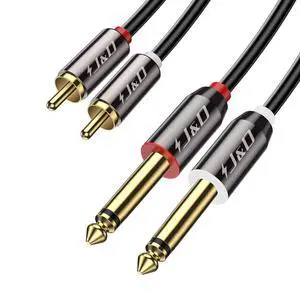 1/4 to RCA Cable, Gold Plated Copper Shell Heavy Duty 2X6.35mm TS to Dual RCA Stereo Audio Interconnect Cord for AV Receivers, Speakers, Home Audio Systems, Amplifiers, 6 Feet 1/4 to RCA Cable, Gold Plated Copper Shell Heavy Duty 2X6.35mm TS to Dual RCA Stereo Audio Interconnect Cord for AV Receivers, Speakers, Home Audio Systems, Amplifiers, 6 Feet