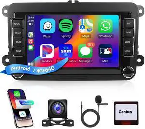 4G+64G Android Car Stereo for VW Passat Golf MK5 MK6 Jetta T5 EOS Polo Touran Seat Sharan Wireless Carplay Android Auto, 7'' Touchscreen Car Radio with GPS Bluetooth 5G-WiFi FM 32EQ DSP Rear Camera 4G+64G Android Car Stereo for VW Passat Golf MK5 MK6 Jetta T5 EOS Polo Touran Seat Sharan Wireless Carplay Android Auto, 7'' Touchscreen Car Radio with GPS Bluetooth 5G-WiFi FM 32EQ DSP Rear Camera