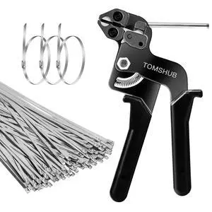 Stainless Steel Cable Tie Gun with 100 Pcs 11.8 inch Metal Zip Ties Tool, Heavy Duty Self-locking Cable Tie Gun Kit for Fastening and Cutting Fence Exhaust Pipe Outdoor Stainless Steel Cable Tie Gun with 100 Pcs 11.8 inch Metal Zip Ties Tool, Heavy Duty Self-locking Cable Tie Gun Kit for Fastening and Cutting Fence Exhaust Pipe Outdoor