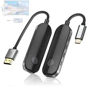 Wireless HDMI USB-C Transmitter and Receiver Kit,HDMI Wireless Adapter Compatible with iPhone 15-17/iPad/MacBook for TV/Projector,1080P@60Hz 4K Decoding,165ft Range, No WiFi Needed Wireless HDMI USB-C Transmitter and Receiver Kit,HDMI Wireless Adapter Compatible with iPhone 15-17/iPad/MacBook for TV/Projector,1080P@60Hz 4K Decoding,165ft Range, No WiFi Needed
