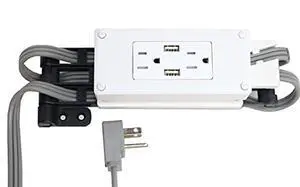 Compact (2) USB-A (2) 15 Amp in-Drawer Docking Station Outlet Plugs with Retractable Arm Compact (2) USB-A (2) 15 Amp in-Drawer Docking Station Outlet Plugs with Retractable Arm