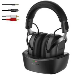 Wireless TV Headphones for Seniors Hearing Impaired, 2.4GHz Bluetooth Headphones with Charging Base, 20ms Ultra Low Latency, 65H Playtime, Works with Optical RCA AUX Wireless TV Headphones for Seniors Hearing Impaired, 2.4GHz Bluetooth Headphones with Charging Base, 20ms Ultra Low Latency, 65H Playtime, Works with Optical RCA AUX
