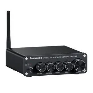 BT30D Bluetooth 5.0 Stereo Audio Receiver Amplifier 2.1 Channel Mini Hi-Fi Class D Integrated Amp 50 Watt x2+100 Watt for Home Outdoor Passive Speakers/Subwoofer Powered Subwoofer BT30D Bluetooth 5.0 Stereo Audio Receiver Amplifier 2.1 Channel Mini Hi-Fi Class D Integrated Amp 50 Watt x2+100 Watt for Home Outdoor Passive Speakers/Subwoofer Powered Subwoofer