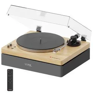 Vinyl Record Player, 120W All-in-one Turntable with 2.1 Channel Built-in Speaker, Bluetooth 5.4, Built-in Subwoofer, High Fidelity 2-Speed Belt Drive, Patented Isolation System, Natural Vinyl Record Player, 120W All-in-one Turntable with 2.1 Channel Built-in Speaker, Bluetooth 5.4, Built-in Subwoofer, High Fidelity 2-Speed Belt Drive, Patented Isolation System, Natural