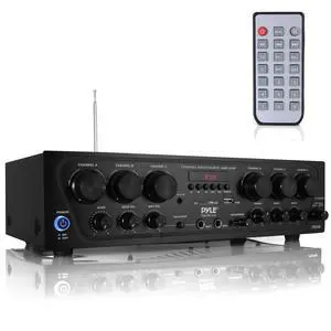 Wireless Bluetooth Karaoke Amplifier - 6 Channel 750W Power, Stereo Receiver Home Audio Amplifier w/USB,AUX, Subwoofer Out, Headphone, 2 Mic Input w/Echo, Talk-Over For PA Wireless Bluetooth Karaoke Amplifier - 6 Channel 750W Power, Stereo Receiver Home Audio Amplifier w/USB,AUX, Subwoofer Out, Headphone, 2 Mic Input w/Echo, Talk-Over For PA