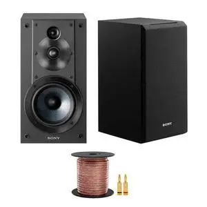 SSCS5 3-Way 3-Driver Bookshelf Speaker System Bundle (Black) | 100 feet, 16AWG Speaker Wire, 16AWG Speaker Wire (100'), Gold Plated Speaker Banana Plugs, (2 items) SSCS5 3-Way 3-Driver Bookshelf Speaker System Bundle (Black) | 100 feet, 16AWG Speaker Wire, 16AWG Speaker Wire (100'), Gold Plated Speaker Banana Plugs, (2 items)