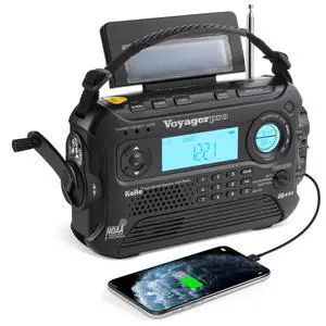 Voyager Pro KA600 Digital Solar Dynamo Hand Crank AM/FM/LW/SW & NOAA Weather Emergency Radio with Flashlight, Reading Lamp,Smart Phone Charger & RDS and Real-Time Alert, with AC Adapter, Black Voyager Pro KA600 Digital Solar Dynamo Hand Crank AM/FM/LW/SW & NOAA Weather Emergency Radio with Flashlight, Reading Lamp,Smart Phone Charger & RDS and Real-Time Alert, with AC Adapter, Black