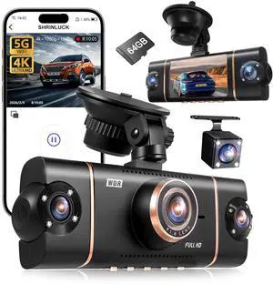 4 Channel Dash Cam 360° View Front Rear Inside & Left Right,4K+1080P*3 FHD Car Camera,5G WiFi & APP Control,8 IR Lamps Night Vision, G-Sensor, 24H Parking Mode, with a Free 64GB SD Card 4 Channel Dash Cam 360° View Front Rear Inside & Left Right,4K+1080P*3 FHD Car Camera,5G WiFi & APP Control,8 IR Lamps Night Vision, G-Sensor, 24H Parking Mode, with a Free 64GB SD Card