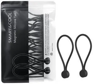Reusable Silicone Magnetic Cable Ties, Black, 20-Pack | Bundling and Organizing, Holding Stuff, Book Markers, Fridge Magnets Reusable Silicone Magnetic Cable Ties, Black, 20-Pack | Bundling and Organizing, Holding Stuff, Book Markers, Fridge Magnets
