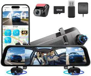 12" 4K+1080Px3,4 Channel Mirror Dash Cam Front and Rear with STARVIS Sensor, Rear View Mirror Camera,Back up Camera for Cars,8 IR Night Vision,WiFi,GPS,Voice Control,Free 64G SD 12" 4K+1080Px3,4 Channel Mirror Dash Cam Front and Rear with STARVIS Sensor, Rear View Mirror Camera,Back up Camera for Cars,8 IR Night Vision,WiFi,GPS,Voice Control,Free 64G SD