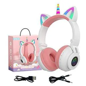 Unicorn Kids Headphones for Girls, Unicorn Bluetooth Headphones Foldable for Girls Toddlers Tablet/pad/Amazon fire,Light Up Kids Wireless Headphone Birthday Gifts (White Pink) Unicorn Kids Headphones for Girls, Unicorn Bluetooth Headphones Foldable for Girls Toddlers Tablet/pad/Amazon fire,Light Up Kids Wireless Headphone Birthday Gifts (White Pink)
