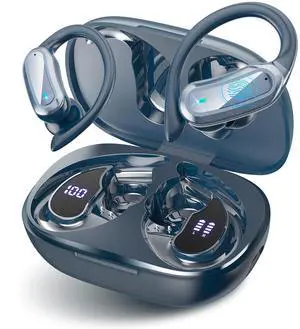 Wireless Earbuds Bluetooth Headphones, 54H Playtime Stereo Over Ear Buds with ENC Noise Cancelling, LED Power Display, IPX7 Waterproof Sport Earphones wih Earhooks for Running/Workouts Blue Wireless Earbuds Bluetooth Headphones, 54H Playtime Stereo Over Ear Buds with ENC Noise Cancelling, LED Power Display, IPX7 Waterproof Sport Earphones wih Earhooks for Running/Workouts Blue