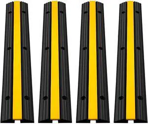 4 Pack of 1-Channel Rubber Cable Protector Ramps Heavy Duty 18000Lbs Load Capacity Cable Wire Cord Cover Ramp Speed Bump Driveway Hose Cable Ramp Protective Cover 4 Pack of 1-Channel Rubber Cable Protector Ramps Heavy Duty 18000Lbs Load Capacity Cable Wire Cord Cover Ramp Speed Bump Driveway Hose Cable Ramp Protective Cover