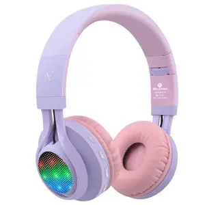 WT-7S Kids Bluetooth Headphones Light Up, Foldable Stero Wireless Headset,with Microphone and Volume Control,Comfortable and Durable,for PC/Tablet/TV/Travel(Purple) WT-7S Kids Bluetooth Headphones Light Up, Foldable Stero Wireless Headset,with Microphone and Volume Control,Comfortable and Durable,for PC/Tablet/TV/Travel(Purple)