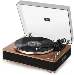 Vinyl Record Players, Bluetooth Turntable with Built-in Speakers & Phono Preamp, High Fidelity Belt Drive 33/45 RPM with Magnetic Cartridge, USB Recording & Playback, Pitch Control, Auto Off Vinyl Record Players, Bluetooth Turntable with Built-in Speakers & Phono Preamp, High Fidelity Belt Drive 33/45 RPM with Magnetic Cartridge, USB Recording & Playback, Pitch Control, Auto Off