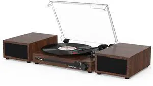 Vinyl Record Player with External Speakers BT 5.3 Wireless Turntable Portable with 3 Speed USB Vintage Wooden Coffee Vinyl Record Player with External Speakers BT 5.3 Wireless Turntable Portable with 3 Speed USB Vintage Wooden Coffee