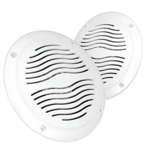 5-inch Water Resistant Outdoor Speakers, Dual Cone, 25W Peak Power, Marine and RV Compatible (White) 5-inch Water Resistant Outdoor Speakers, Dual Cone, 25W Peak Power, Marine and RV Compatible (White)