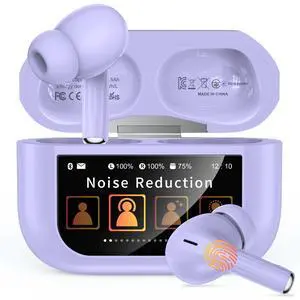 Wireless Earbuds, Ear Buds Active Noise Cancelling with Smart Charging Case, Bluetooth 5.4 Headphones, 48H Playtime & Bass Stereo Sound, Compatible with iPhone, Android, Pad - Aurora Purple Wireless Earbuds, Ear Buds Active Noise Cancelling with Smart Charging Case, Bluetooth 5.4 Headphones, 48H Playtime & Bass Stereo Sound, Compatible with iPhone, Android, Pad - Aurora Purple