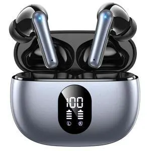 Wireless Earbuds Bluetooth 5.3 Ear Buds, Hi-Fi Stereo Bass Ear Buds with 48H Playtime & LED Display, Lightweight in-Ear Headphones with Mic, IPX7 Waterproof, Touch Control for iPhone SilverPurple Wireless Earbuds Bluetooth 5.3 Ear Buds, Hi-Fi Stereo Bass Ear Buds with 48H Playtime & LED Display, Lightweight in-Ear Headphones with Mic, IPX7 Waterproof, Touch Control for iPhone SilverPurple