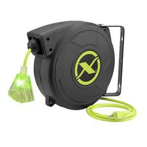 Retractable Extension, 14/3 AWG SJTOW, 50', Grounded Triple Tap Outlet Electric Cord Reel, ZillaGreen, FZ8140503 Retractable Extension, 14/3 AWG SJTOW, 50', Grounded Triple Tap Outlet Electric Cord Reel, ZillaGreen, FZ8140503