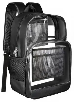 Clear Backpack for School Heavy Duty Clear Bookbag | Sturdy Fabric Clear Bookbag Transparent PVC & Oxford Backpacks with Privacy Pocket for College Work Travel Security, Black Clear Backpack for School Heavy Duty Clear Bookbag | Sturdy Fabric Clear Bookbag Transparent PVC & Oxford Backpacks with Privacy Pocket for College Work Travel Security, Black
