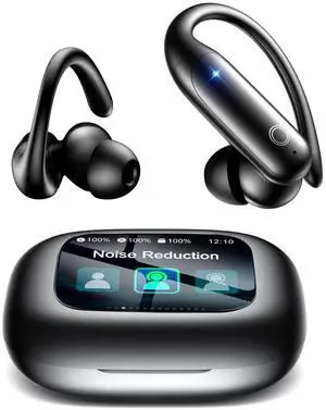 Wireless Earbuds Bluetooth 6.0 with ANC Touchscreen 40H Bass, Obsidian | Noise Cancelling Ear Buds with Ear Hooks for iOS, Android, Sports, Workout, Lightweight Over-ear Headphones Stereo Sound Wireless Earbuds Bluetooth 6.0 with ANC Touchscreen 40H Bass, Obsidian | Noise Cancelling Ear Buds with Ear Hooks for iOS, Android, Sports, Workout, Lightweight Over-ear Headphones Stereo Sound