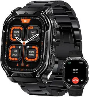 Smart Watch with GPS, Rugged Outdoor Fitness Watch, 5 ATM & IP69K | 170+ Sports Modes, 15 Days Battery, 1.96" AMOLED, Compatible with Android & iPhone (Includes Silicone & Steel Bands) Smart Watch with GPS, Rugged Outdoor Fitness Watch, 5 ATM & IP69K | 170+ Sports Modes, 15 Days Battery, 1.96" AMOLED, Compatible with Android & iPhone (Includes Silicone & Steel Bands)