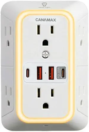 Multi Plug Wall Outlet Extender - 6 Outlet Splitter & 4 USB Ports with 20W PD USB-C Fast Charging, Smart Night Light, 3-Sided 1050J Surge Protector Power Strip for Home, Office, Dorm Room Essentials Multi Plug Wall Outlet Extender - 6 Outlet Splitter & 4 USB Ports with 20W PD USB-C Fast Charging, Smart Night Light, 3-Sided 1050J Surge Protector Power Strip for Home, Office, Dorm Room Essentials