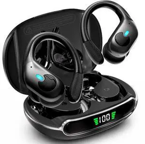 Active Noise Cancelling Ear Buds Wireless Earbuds 90H Playtime Bluetooth Headphones Stereo Bass Over-Ear Hooks Earphones with Power Display Case IPX7 Waterproof Headset for Workout/Running, Black Active Noise Cancelling Ear Buds Wireless Earbuds 90H Playtime Bluetooth Headphones Stereo Bass Over-Ear Hooks Earphones with Power Display Case IPX7 Waterproof Headset for Workout/Running, Black