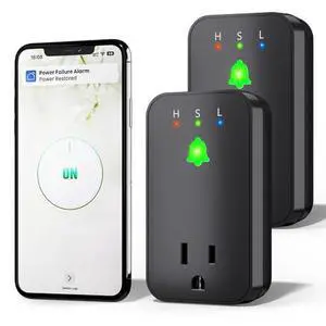 Power Failure Alarm WiFi, 2 Pack Smart Power Outage Alarm, App Notification | Mini Size, Freezer Alert, Loud 110dB, LED Indicator, Voltage Detection, Home Power Monitor, for GFCI Trips, Sump Pump Power Failure Alarm WiFi, 2 Pack Smart Power Outage Alarm, App Notification | Mini Size, Freezer Alert, Loud 110dB, LED Indicator, Voltage Detection, Home Power Monitor, for GFCI Trips, Sump Pump