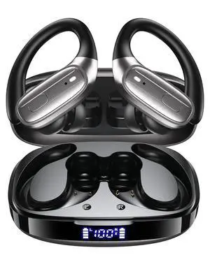 Wireless Earbuds, Bluetooth Headphones 5.4, Ear Buds with Hooks for Sports, 80Hr Playtime Earphones, LED Display, IPX7 Waterproof Headset for Workout Running, Taupe Wireless Earbuds, Bluetooth Headphones 5.4, Ear Buds with Hooks for Sports, 80Hr Playtime Earphones, LED Display, IPX7 Waterproof Headset for Workout Running, Taupe
