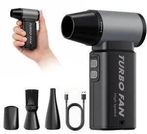 Compressed Air Duster, 130000RPM Super Power Cordless Air Duster | Dust Air Blower for Electronics, Rechargeable Brushless Blower, 4 Gear Adjustable, 4 Nozzles, Home & Outdoor Cleaning, Black Compressed Air Duster, 130000RPM Super Power Cordless Air Duster | Dust Air Blower for Electronics, Rechargeable Brushless Blower, 4 Gear Adjustable, 4 Nozzles, Home & Outdoor Cleaning, Black