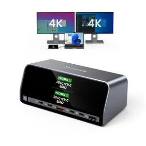 Docking Station Dual 4K Monitor for Windows, 160W GaN+ LCD Display | Laptop Dock with HDMI, PD 3.0, 10Gbps USB A/C, Real-time LCD Screen, 160W Smart Power Distribution, Compact for Office/Gaming Docking Station Dual 4K Monitor for Windows, 160W GaN+ LCD Display | Laptop Dock with HDMI, PD 3.0, 10Gbps USB A/C, Real-time LCD Screen, 160W Smart Power Distribution, Compact for Office/Gaming