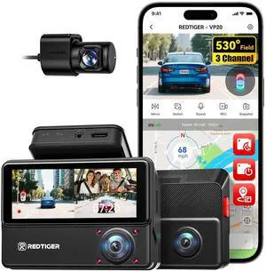 VP20 530° View 3 Channel Dash Cam, 2.5K+2.5K+1080P, Touch Screen | 1440P HD Car Camera, 4 IR Night Vision, Built-in GPS, WiFi APP Control, Loop & Lock Video Surveillance, 24H Parking Mode VP20 530° View 3 Channel Dash Cam, 2.5K+2.5K+1080P, Touch Screen | 1440P HD Car Camera, 4 IR Night Vision, Built-in GPS, WiFi APP Control, Loop & Lock Video Surveillance, 24H Parking Mode