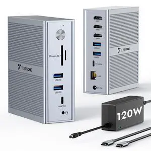USB C Laptop Docking Station 3 Monitors, Triple 4K DisplayLink | 120W Power Adapter, 3X HDMI, 5X USB, Gigabit Etherne, for MacBook M1-M5/Windows Owners,Professional Multitasking,Home Office USB C Laptop Docking Station 3 Monitors, Triple 4K DisplayLink | 120W Power Adapter, 3X HDMI, 5X USB, Gigabit Etherne, for MacBook M1-M5/Windows Owners,Professional Multitasking,Home Office