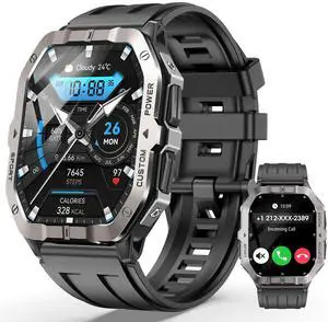 Military Smart Watch Built-in GPS,Bluetooth Calling, for iPhone & Android | 100+ Sport Modes for Men Fitness watch, Smartwatch with Heart Rate & Sleep Tracking, 2ATM Waterproof, Black Military Smart Watch Built-in GPS,Bluetooth Calling, for iPhone & Android | 100+ Sport Modes for Men Fitness watch, Smartwatch with Heart Rate & Sleep Tracking, 2ATM Waterproof, Black